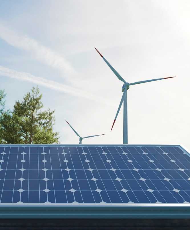 Solar Panels and Wind Farm